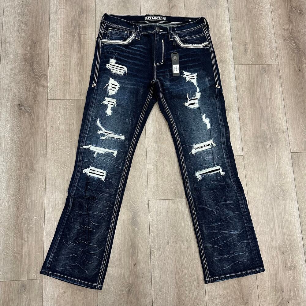 New Affliction Blake Baron Straight Denim Jeans size 34 B20